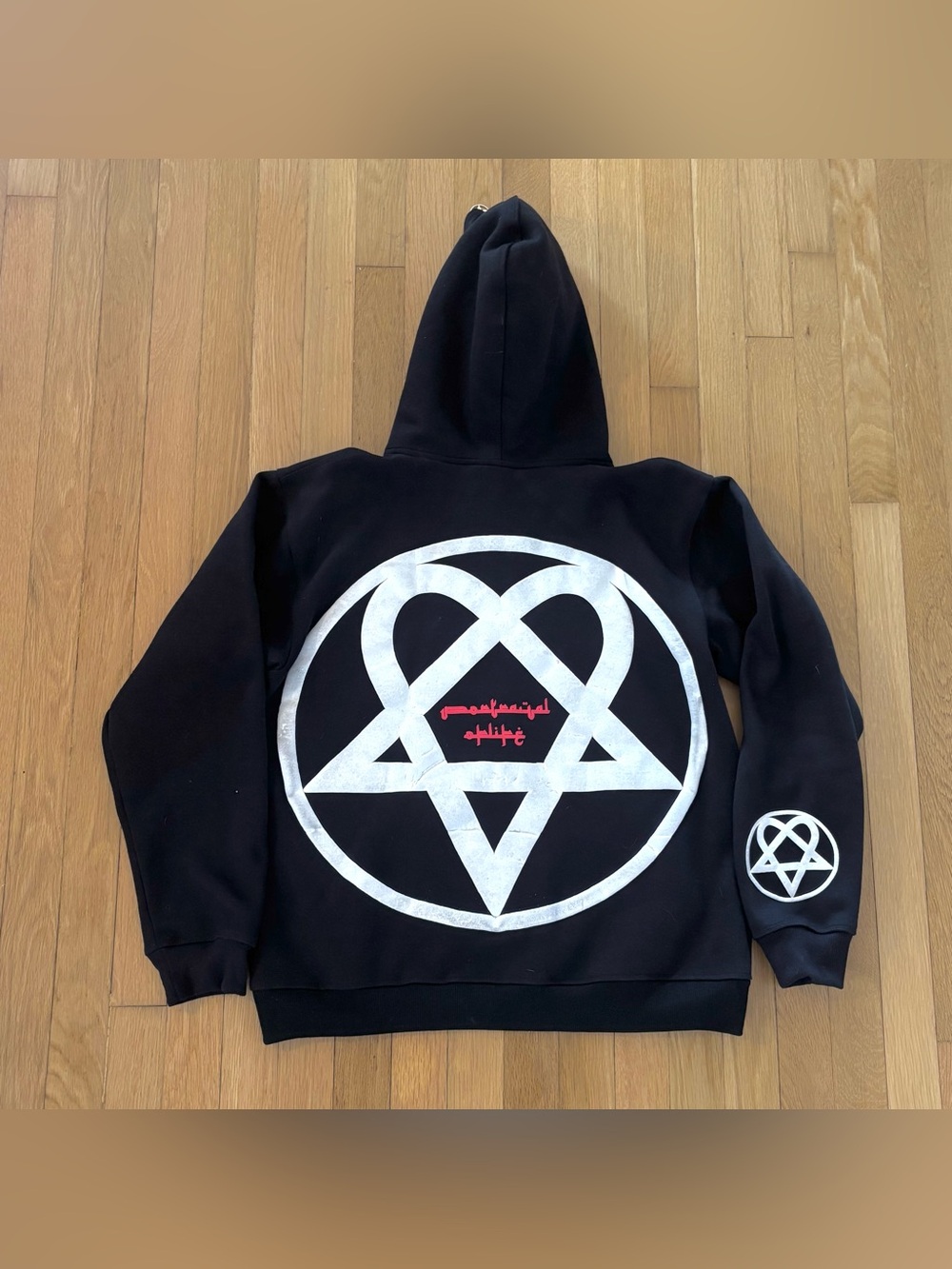 Rare Portrayal Of Life Heartagram Goth Full Zip Hoodie Medium Embroidered Street